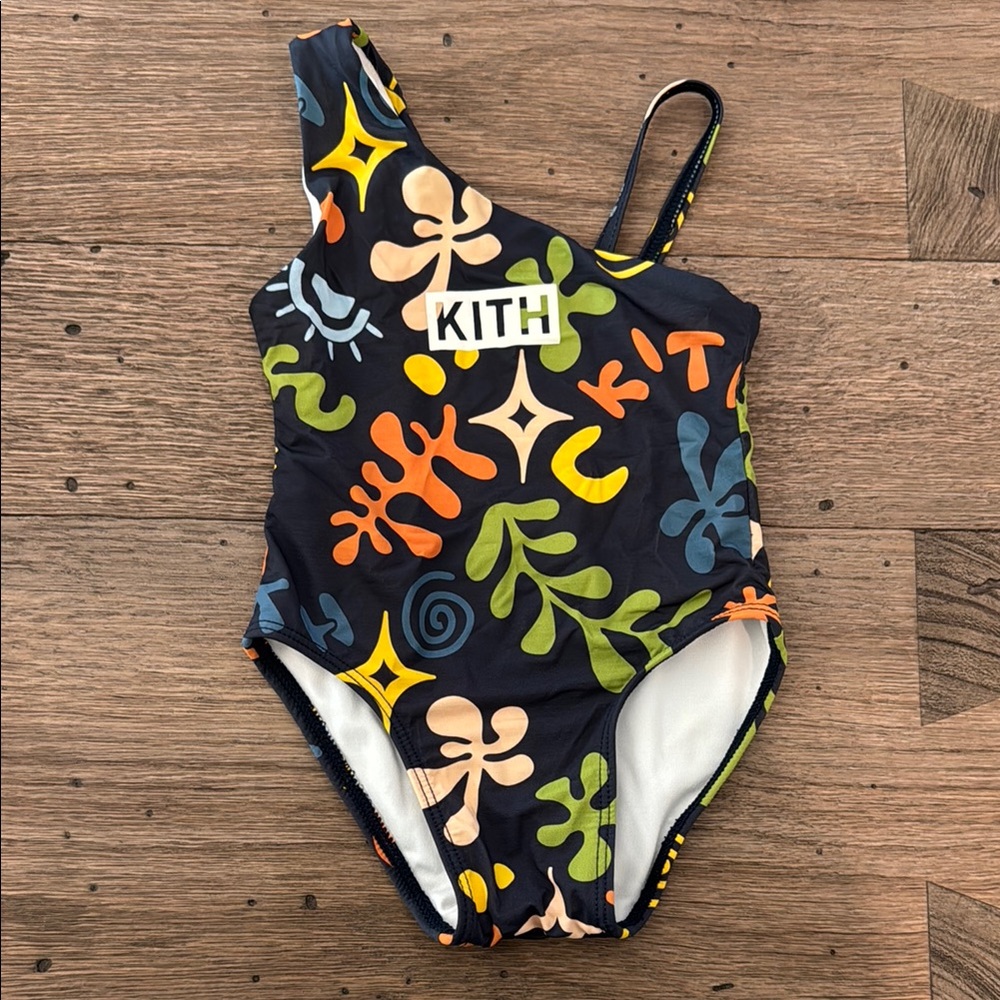 Kith Black and Green One Piece Swimwear Botanical Design
